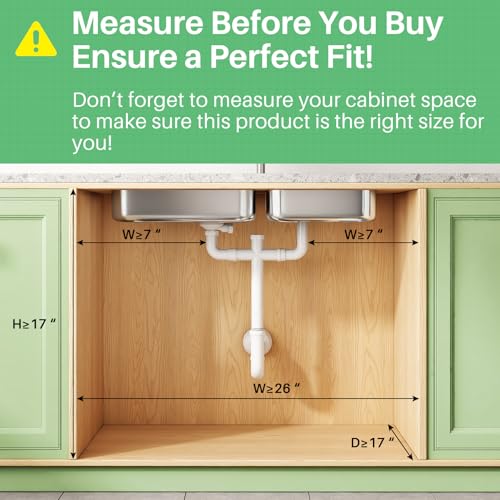 Kitstorack Under Sink Organizer, 2-Pack 3-Tier Height Adjustable Thickened Metal Pull out Cabinet Organizer Shelf