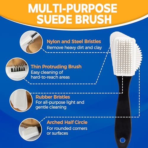 Suede Shoe Cleaner Kit, No-Rinse Foam Suede & Nubuck Cleaner, Removes Dirt & Stains, Gentle Sneaker Cleaner with Brush & Towel for Suede, Nubuck, Boots, 6.76oz