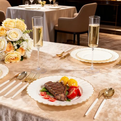 Ciaell 24 Pack Plastic Champagne Flutes - Clear 6 Oz Disposable Champagne Glasses - Square Plastic Toasting Glasses for Party Birthday Anniversary Wedding