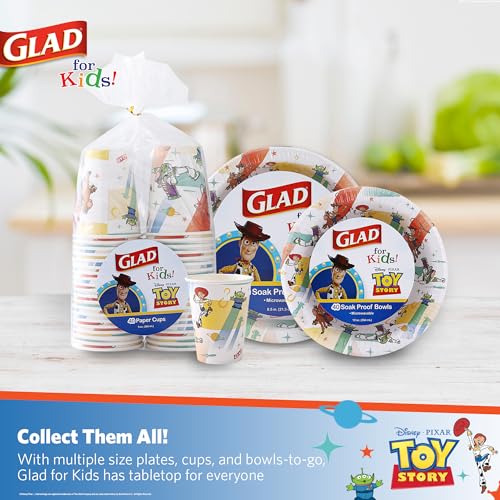 Glad for Kids Disney Pixar Toy Story Disposable Paper Cups, Light Beams - Heavy Duty Soak-Proof Kid-Friendly Drinking Cups, Great for Everyday Meals and Snacks, 9 oz, 40 Count