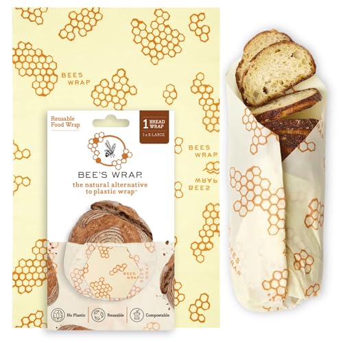 Bee's Wrap Beeswax Wraps for Bread - Beeswax Bread Wrap for Sourdough & Bread Storage - Plastic Free Made in USA Reusable Natural Food Wrap - Honeycomb