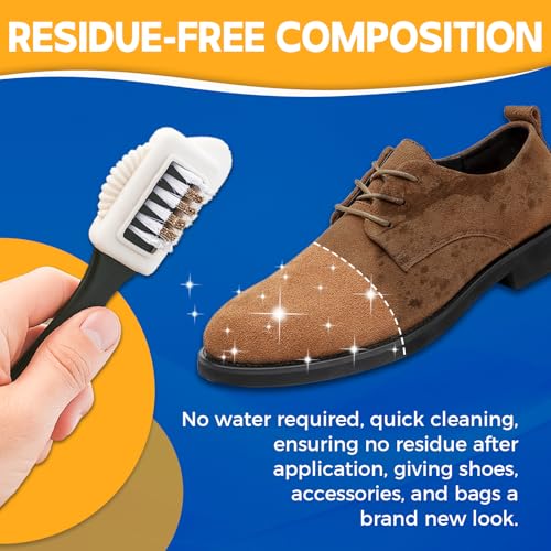 Suede Shoe Cleaner Kit, No-Rinse Foam Suede & Nubuck Cleaner, Removes Dirt & Stains, Gentle Sneaker Cleaner with Brush & Towel for Suede, Nubuck, Boots, 6.76oz
