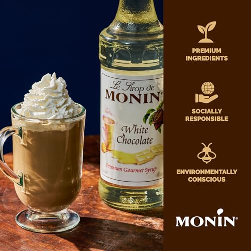 Monin - White Chocolate Syrup | Premium Syrup for Lattes, Mochas & More | Clean Label with No Artificial Flavors, No Artificial Preservatives (BPA-Free Plastic Bottle, 1 Liter)