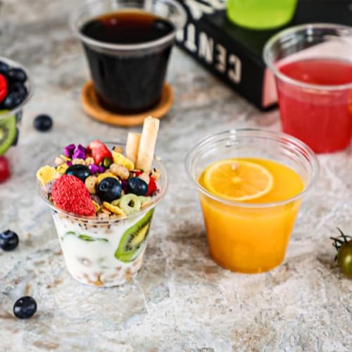Lamosi 100 Pack 9 oz Clear Plastic Cups, Disposable Cups Wine Cocktail Punch, Sturdy & Food Safe Plastic Cup for Party & Wedding