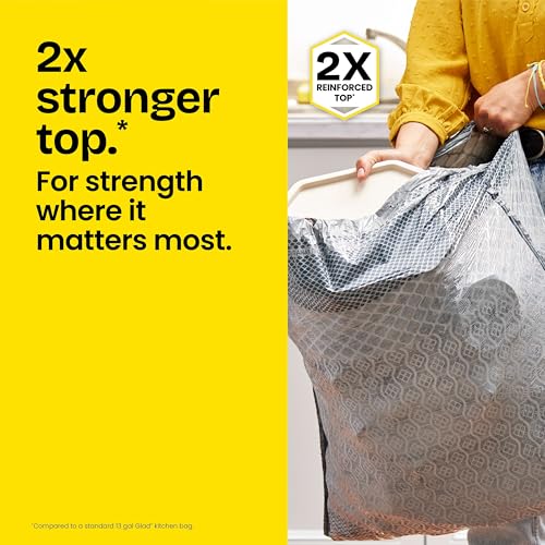 Glad ForceFlex MaxStrength Kitchen Trash Bags, 13 Gal, Fresh Clean Febreze, 34 Ct (Package May Vary)
