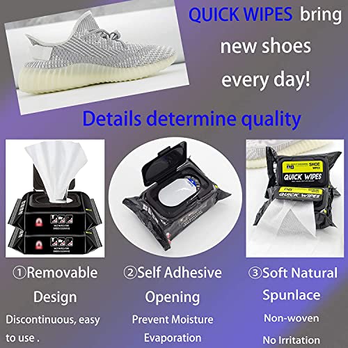 mygezi 2 Pack 60 Pcs Shoe Sneaker Wipes Cleaner Quick Wipes Disposable Travel Portable Removes Dirt, Stains