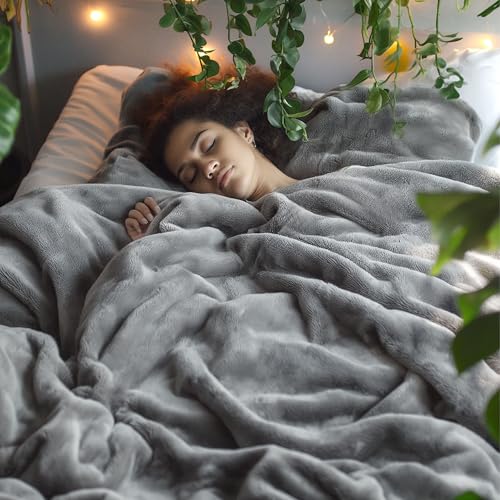 Bedsure GentleSoft Fleece Bed Blankets Queen Size Grey - Soft Warm Spring Blanket Lightweight Cozy Anti-Static Microfiber, Room Home Decor Gifts for Women and Men, 90x90 inches