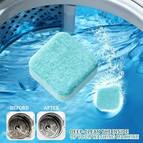 SOPAMI Washing Machine Cleaner Tablets 24-Pack (12 Month Supply) for HE/Top/Front Load Washers - Removes Stubborn Pet Hair, Odors, Mold & Residue, Septic Safe & Fragrance Free