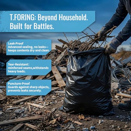 30-35 Gallon Trash Bags Heavy Duty 1.5 Mil - 31" x 39" 100 Count Large Black Garbage Bags 30+ Gallon Strong Plastic Trash Can Liners for Home Kitchen Commercial Lawn and Leaf