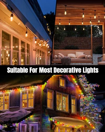 LZC 25 Pack Clear Adhesive Strips Hooks for Outdoor String Lights Clips