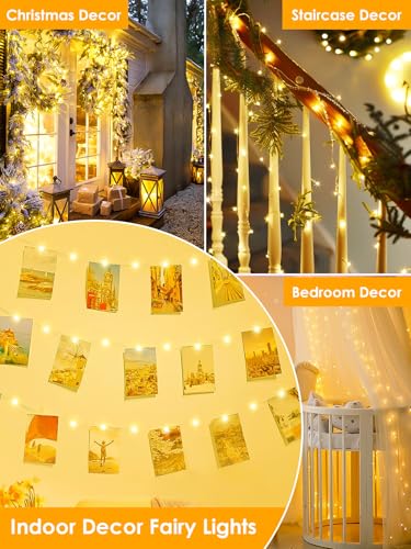 66FT 200 LED Fairy Lights Plug in, 8 Modes Twinkle Lights Warm White