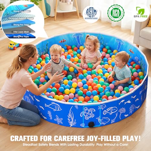 FizZeal Kiddie Pool with Canopy, 51in Foldable Toddler Pool,Pop Up Baby Pool with Shade,UPF 50+UV Portable Swimming Pool for Kids,Collapsible Baby Pool for Beach, Outdoor Toddler Pool for Backyard
