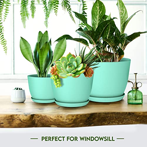 Utopia Home - Plant Pots Indoor with Drainage - 7/6.6/6/5.3/4.8 Inches Flower Pots for Indoor Planter - 5 Pack Plastic Planters - Ideal