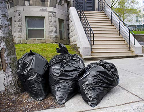 Tasker 55 Gallon Trash Bags | Value 50 Trash Bags w/Ties | Heavy Duty Extra Large Industrial Trash Bags 55 Gallon, Lawn and Leaf Bags, Extra Large Outdoor Contractor Trash Can Liners, 50-60 Gallon