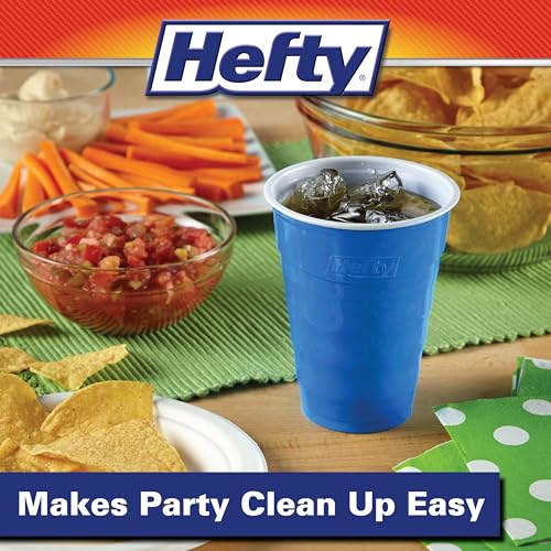 Hefty Party On Disposable Plastic Cups, Marine Blue, 18 Ounce, 120 Count