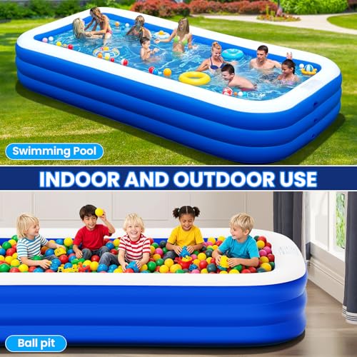 Extra Large Inflatable Pool for Adults, 145" x 74" x 22" Oversized Blow Up Family Swimming Pool, Durable Thickened Above Ground Pool for Backyard, Outdoor, Garden, Summer Water Party