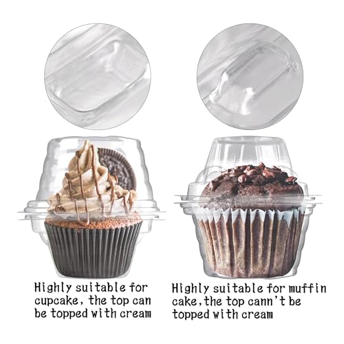 50 Pack Individual Cupcake Containers Plastic Cupcake Boxes Cupcake Holders Stackable Deep Dome Cupcake Carrier