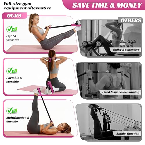 HOXWC Multifunction Pedal Resistance Band with Handle, 50LBS Foot Pedal Resistance Bands for Core/ABS, Arm, Waist, Abdomen, Leg Workout, Portable Sit Up Exercise Equipment for Women