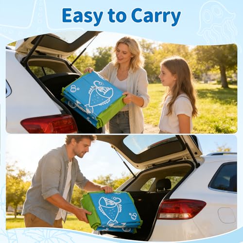 47.3"‌ Foldable Baby Pool with Canopy, Hard Plastic Pool Suitable for Kids Toddler Kiddie, Designed for Use in Backyard, Beach, Park, Blue and Green(No Sprayer)