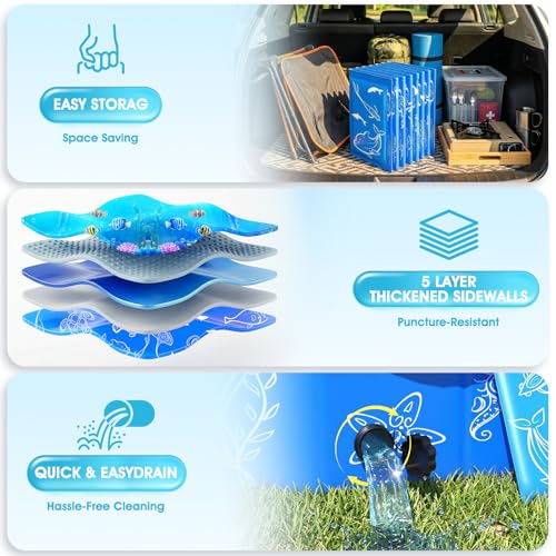 2026 Foldable Kiddie Pool with Canopy,Baby Swimming Pool for Toddler,Non-Inflatable Toddler Pool,Foldable Kiddie Pool with Shade,Kid Pool for Backyard,Pop up Kiddie Beach Pool 53''*40''*33''