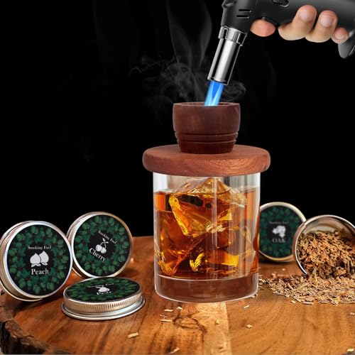 Whiskey Smoker Kit with Torch, Birthday Gifts for Him, Men, Dad, Husband, Cocktail Smoker Infuser Kit Old Fashioned Drink Smoker Kit Fathers Day Bourbon Whiskey Gifts