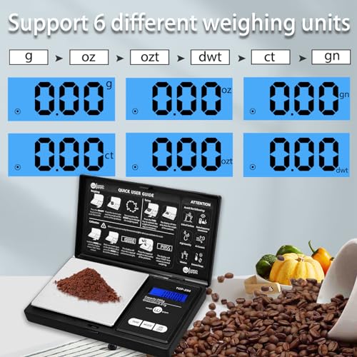 Weigh Gram 200g Digital Pocket Gram Scale 0.01g Accuracy, 200g x 0.01g Mini Digital Grams Scale, Small Food Scale, Jewelry Scale, Ounces Grains Scale With100g Calibration Weight