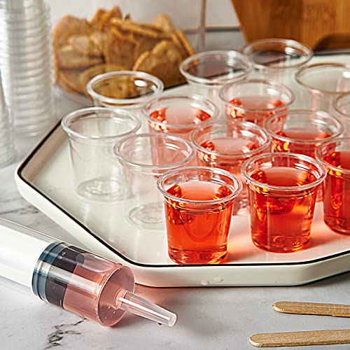 Lilymicky 500 PACK 1 oz Plastic Shot Glasses, 1 Ounce Clear Disposable Party Cups for Vodka, Whiskey, Tequila, Mini Plastic Containers for Sauce, and Sample Tasting
