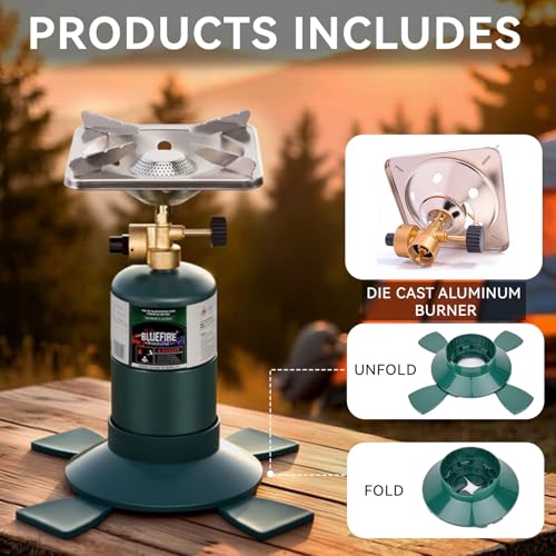 KOMAN Camping Propane Stove,Portable Camping Stove, Backpacking Stove Propane Camping Stove,10000BTU Single Burner Propane Stove for Outdoor Cooking,Fuel by 16 Oz Propane Cylinder (Fuel not Included)