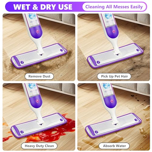 Reusable Mop Pads Compatible with Swiffer PowerMop, Microfiber Pads Refills for 13''-15'' Spray Mop, Wood Floor Replacement Refill Machine Washable for Multi-Surface Floor Cleaning, 6 Pack