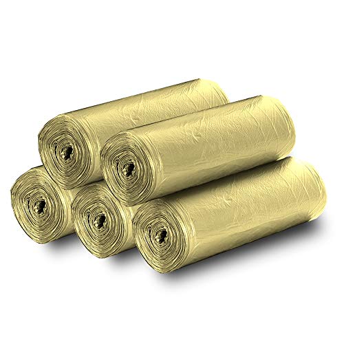 5 Rolls Small Trash Garbage Bags,4 Gallon Strong Thin Material Disposable Kitchen Garbage Bags,Durable Plastic Trash Bags for Office Home Bedroom Garden Waste Bin, 100 Counts (Golden)