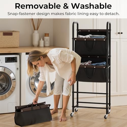 GRANNY SAYS 3 Tier Laundry Sorter, Laundry Basket with Wheels, Laundry Room Organization and Storage, 3 Section Rolling Laundry Cart for Dorm