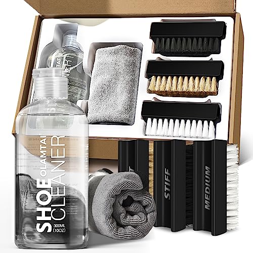 Shoe Cleaner Kit for Sneaker, Cleaning Kit, Sneaker 10Oz with 3 Brush & Microfiber Towel Included, Shoe, Suede, Boot, Canvas, PU, Fabric, etc,Clear,(Madala-SC-210201)
