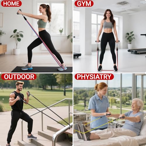 Readaeer Resistance Bands, Exercise Bands for Working Out, Work Out Bands with Handles for Men and Women for Indoor and Outdoor Sports, Fitness, Suspension, Speed Strength, Training, Home Gym,Yoga
