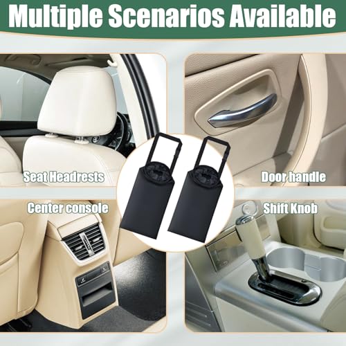 ecocstm 2 PCS Car Trash Bags, Car Accessories Washable Garbage Bag Hanging, Detachable Trash Can with Top Elastic Vent & Sticky Strap Bottom Opening, Seat Back Tash Bag for Cars,Travelling,Outdoor