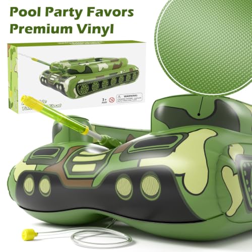 Tank Pool Floats Kids Adults - Jasonwell Inflatable Pool Floaties Swimming Pool Tank with Water Cannon Gun Swim Floaty Rafts Lake Beach Party Pool Toys for Boys Girls Toddlers Kids Adults (Green, L)