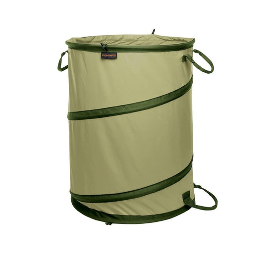 Fiskars Kangaroo Collapsible Garden Bag with Heavy Duty Hardshell Bottom for Yard Waste, 30 Gallon Reusable Container for Lawn Care and Gardening