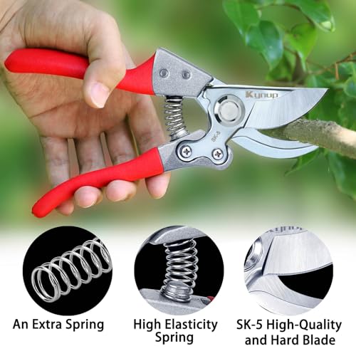 Kynup 8.6" Pruning Shears for Gardening, Garden Shears, Clippers, Garden Scissors, Pruners for Gardening, Heavy Duty Gardening Tools, Stainless Steel Pruners