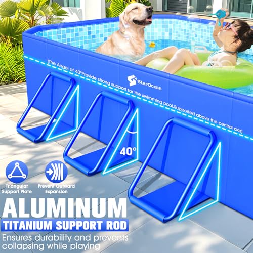 StarOcean 2026 Foldable Pool, Large Non-Inflatable Swimming Pool for Kids,Adult Collapsible Pools Hard Plastic Shell, Oversized Thickened,Portable Folding Kids Pools for Backyard 90"x50"x20"-Blue