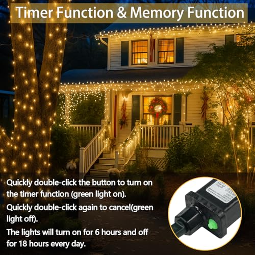 200 LED Connectable String Lights, 66FT Christmas Lights Outdoor Indoor