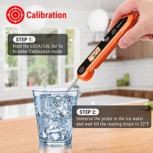 ThermoPro Digital Instant Read Meat Thermometer for Grilling Waterproof Kitchen Food Thermometer with Calibration & Backlight Baking Bread Candy Thermometer Cooking Tools Utensils