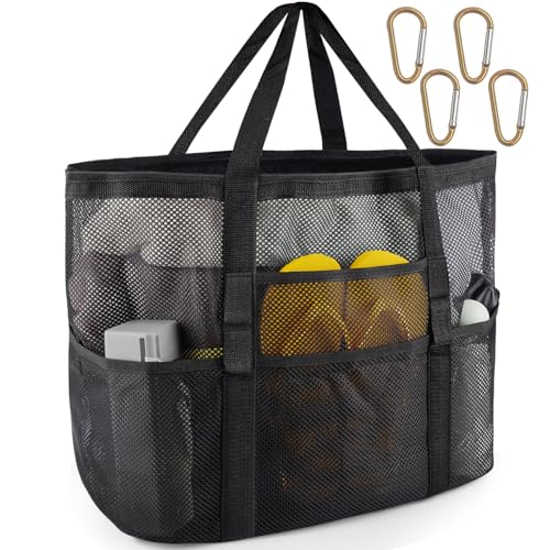 SRISE Mesh Beach Bag - Large Beach Tote Bag for Family Beach Bag for Toys & Vacation Essentials