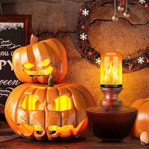 Y- STOP Upgraded Flame Light Bulbs, 4 Modes Flickering Light Bulb Outdoor with Upside Down Effect, E26 Base Flame Bulb for Christmas Decorations