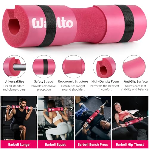 WALITO 8Pcs Barbell Pad Set for Hip Thrust - Squat Pad,Gym Accessories for Women with Bar Bad,Bench Press, with Gym Ankle Straps,Resistance Bands for Working Out,Lifting Strap,Carry Bag