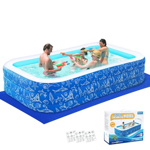 Inflatable Swimming Pool for Kids and Adults- 118" x 68" x 22" Family Full-Sized Blow Up Pools for Kids-Thickened Durable Above Ground Swimming Pool Backyard Lawn, Summer Party Outdoor and Indoor