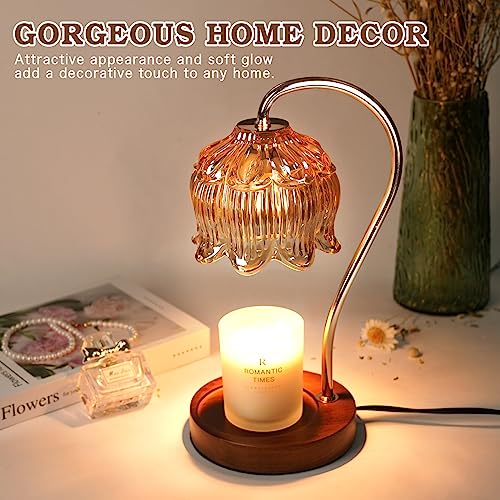 Flower Candle Warmer Lamp with Timer, Dimmable Candle Lamp Warmer, Valentines Birthday Gift for Women Her Mom, House Warming for New Home Decor, Lotus Wax Warmer for Jar Candles
