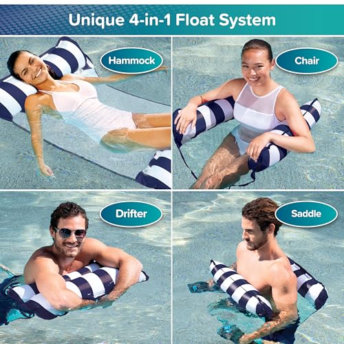 Aqua 4-in-1 Monterey Hammock Pool Float & Water Hammocks – 2-3-4 Multipacks – Multiple Colors/Styles – for Adults and Kids Floating