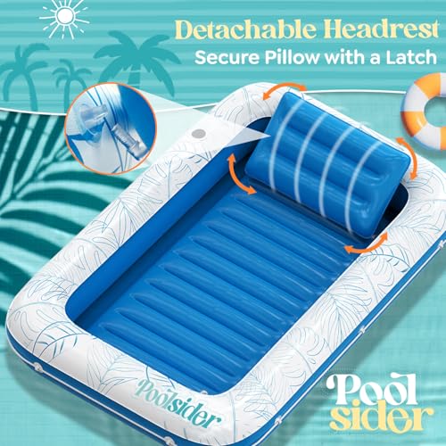 Poolsider Inflatable Tanning Pool Lounger |Large Inflatable Tanning Bed for Adults -4 in 1 Multipurpose Sunbed Tub | Pool Floats Adults