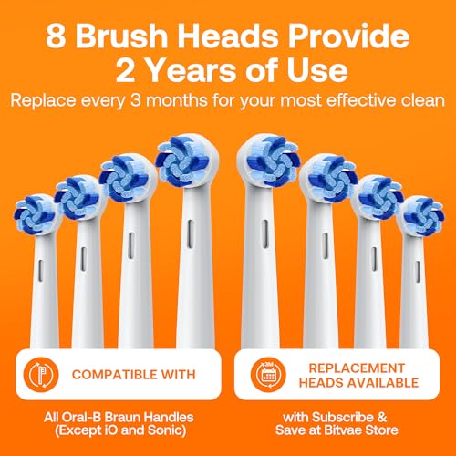 Bitvae R1 Rotating Electric Toothbrush with 8 Brush Heads for Adults and Kids, 60-Day Battery Life, 5 Modes Rechargeable Power Toothbrush with 2-Minute Smart Timer, Black