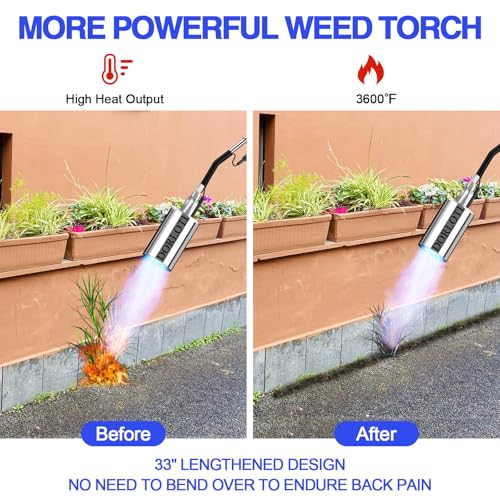 Propane Torch Weed Burner Kit, Blow Torch High Output with Self Igniter and Turbo Trigger,Heavy Duty Flamethrower with 12.5FT Hose for Weeding,Roofing,Melting Snow,Road Paint Removing