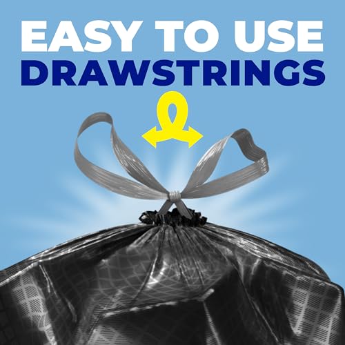 Hefty Ultra Strong Signature Scents 13 Gallon Trash Bags, Fresh Clean Breeze Scent, Tall Kitchen Trash Bags with 25% More Scent Technology, Blackout, 80 Count